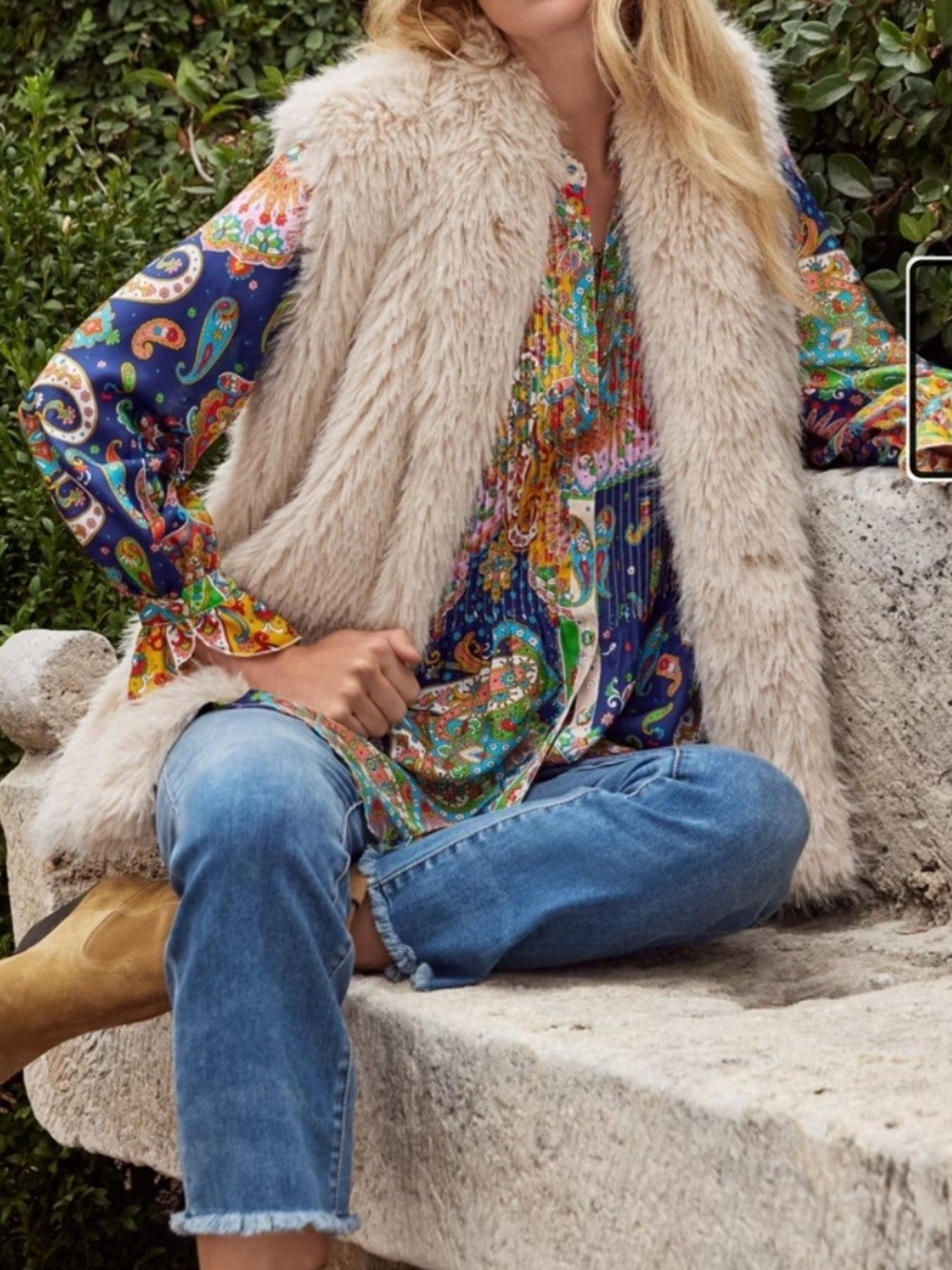 Johnny Was Topper Faux Fur Vest NWT Size XL